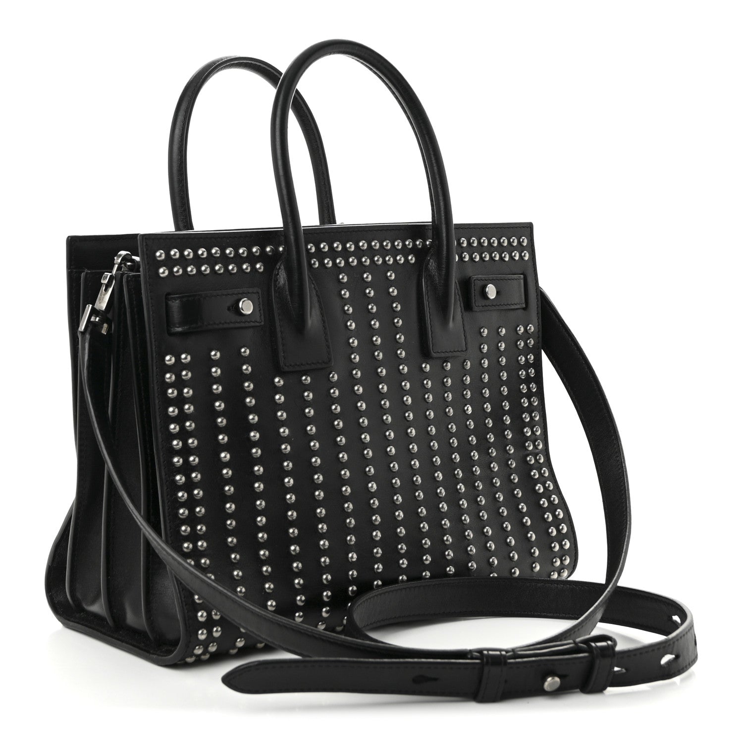 Smooth Calfskin Studded Small Sac De Jour Black