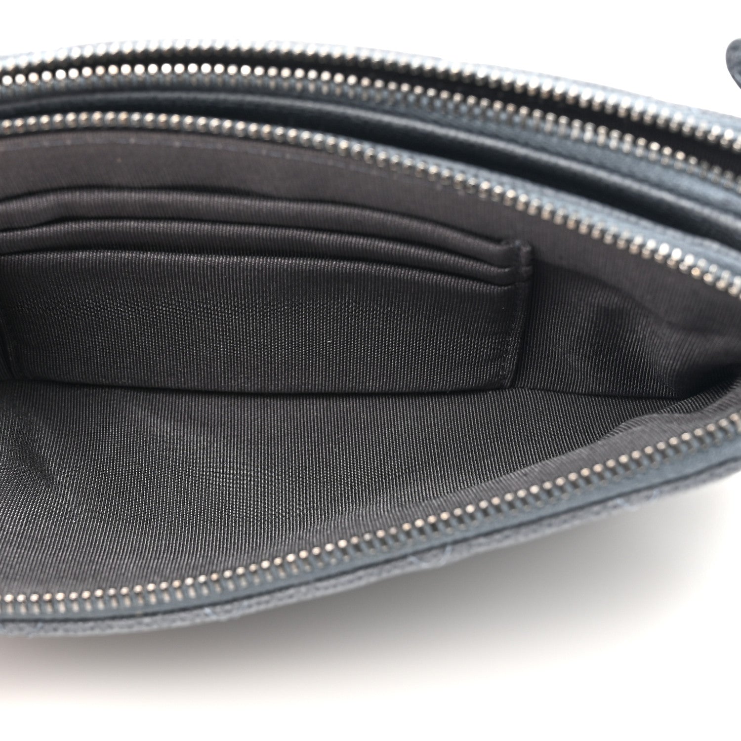 Caviar Quilted Small Clutch With Chain Grey