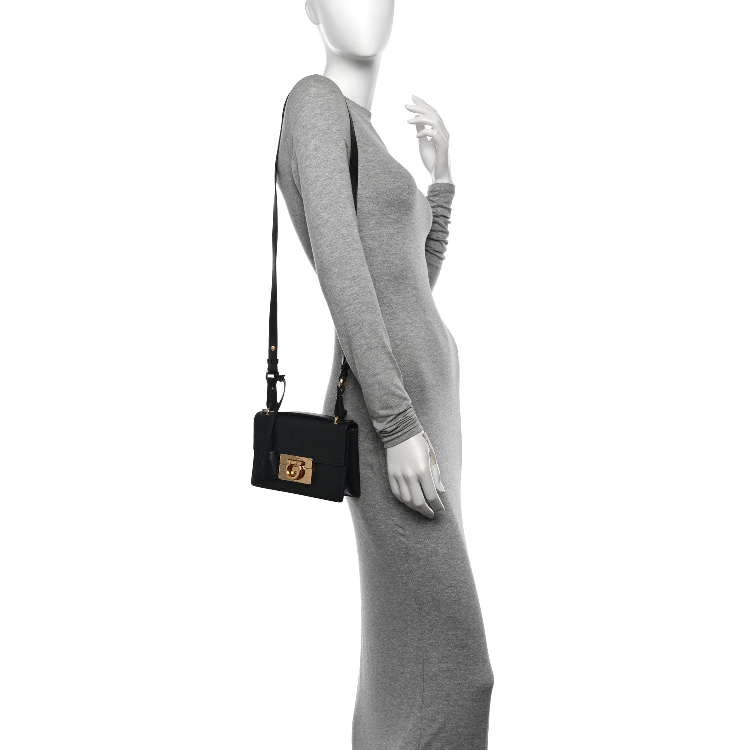 Smooth Calfskin Mini Aileen Gancio Lock Crossbody Black