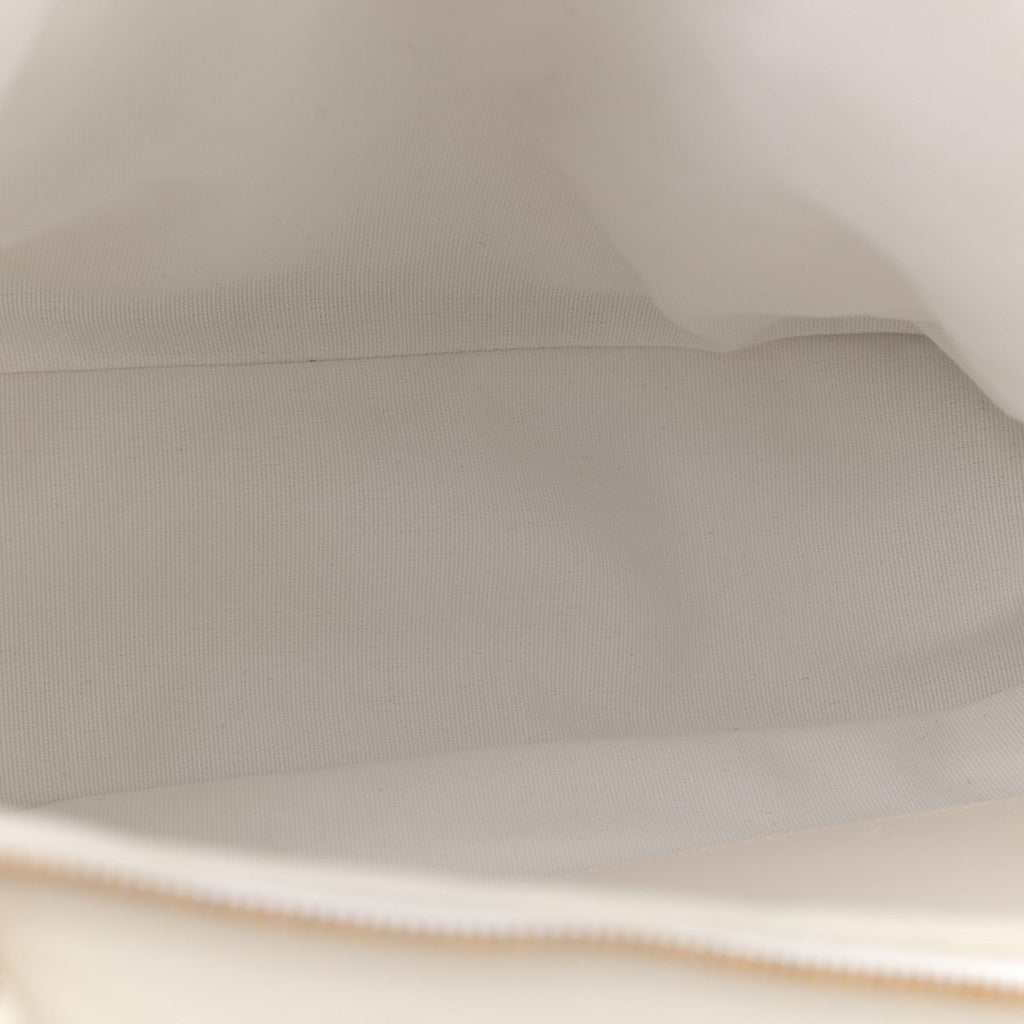 Aged Calfskin Quilted Double Sided Bowling Bag White