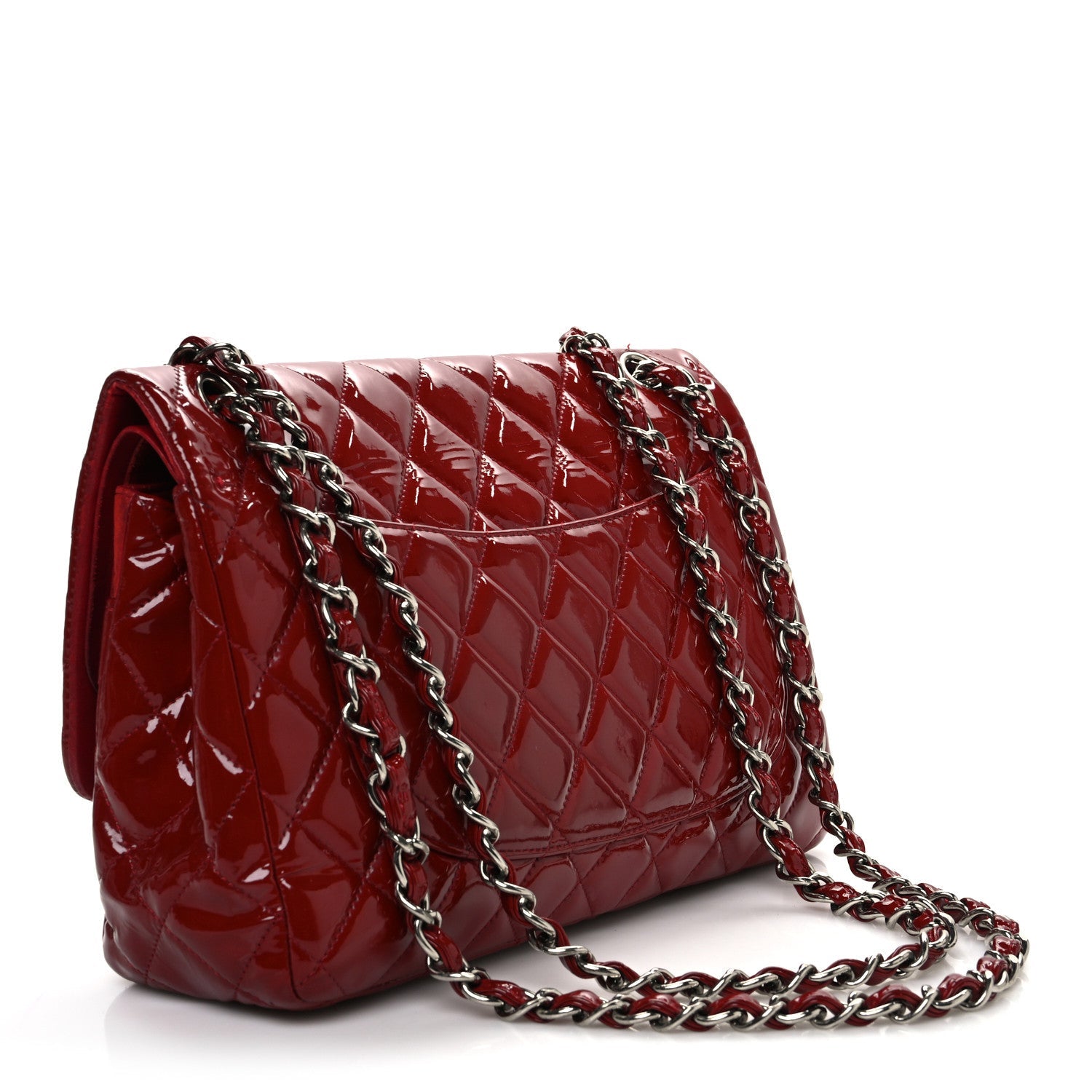 Patent Quilted Jumbo Double Flap Red