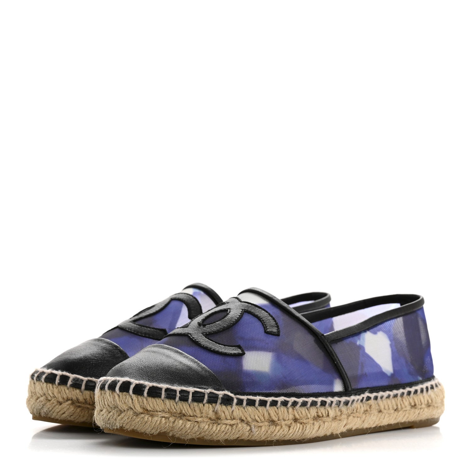 Mesh Grosgrain CC Espadrilles 37 Purple Black