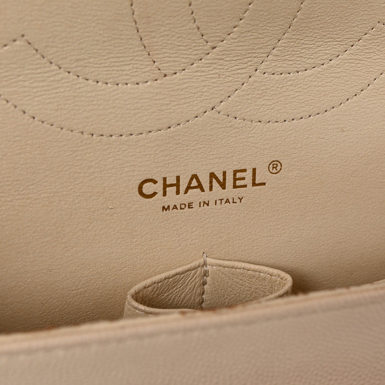 Caviar Quilted Jumbo Double Flap Light Beige