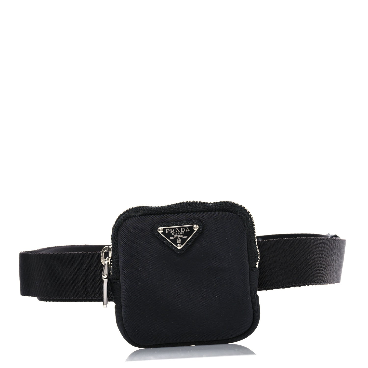 Re-Nylon Belt With Square Pouch M Black