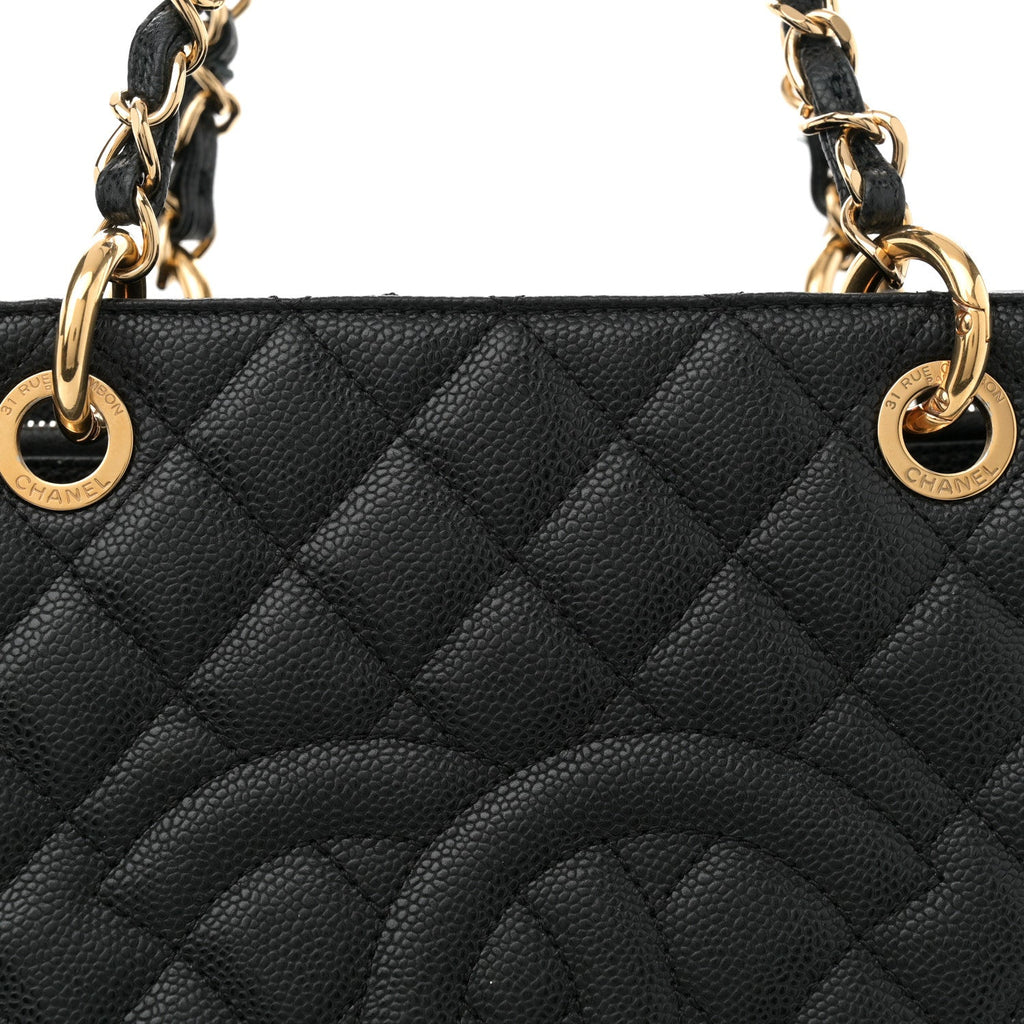 Caviar Quilted Grand Shopping Tote GST Black