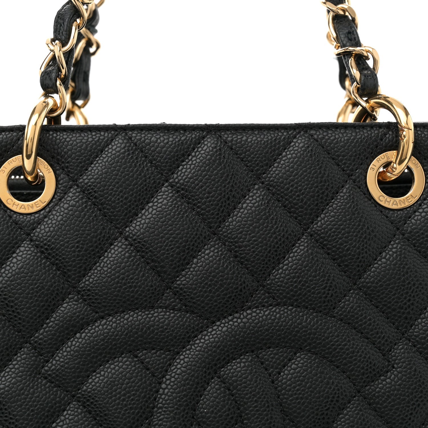 Caviar Quilted Grand Shopping Tote GST Black
