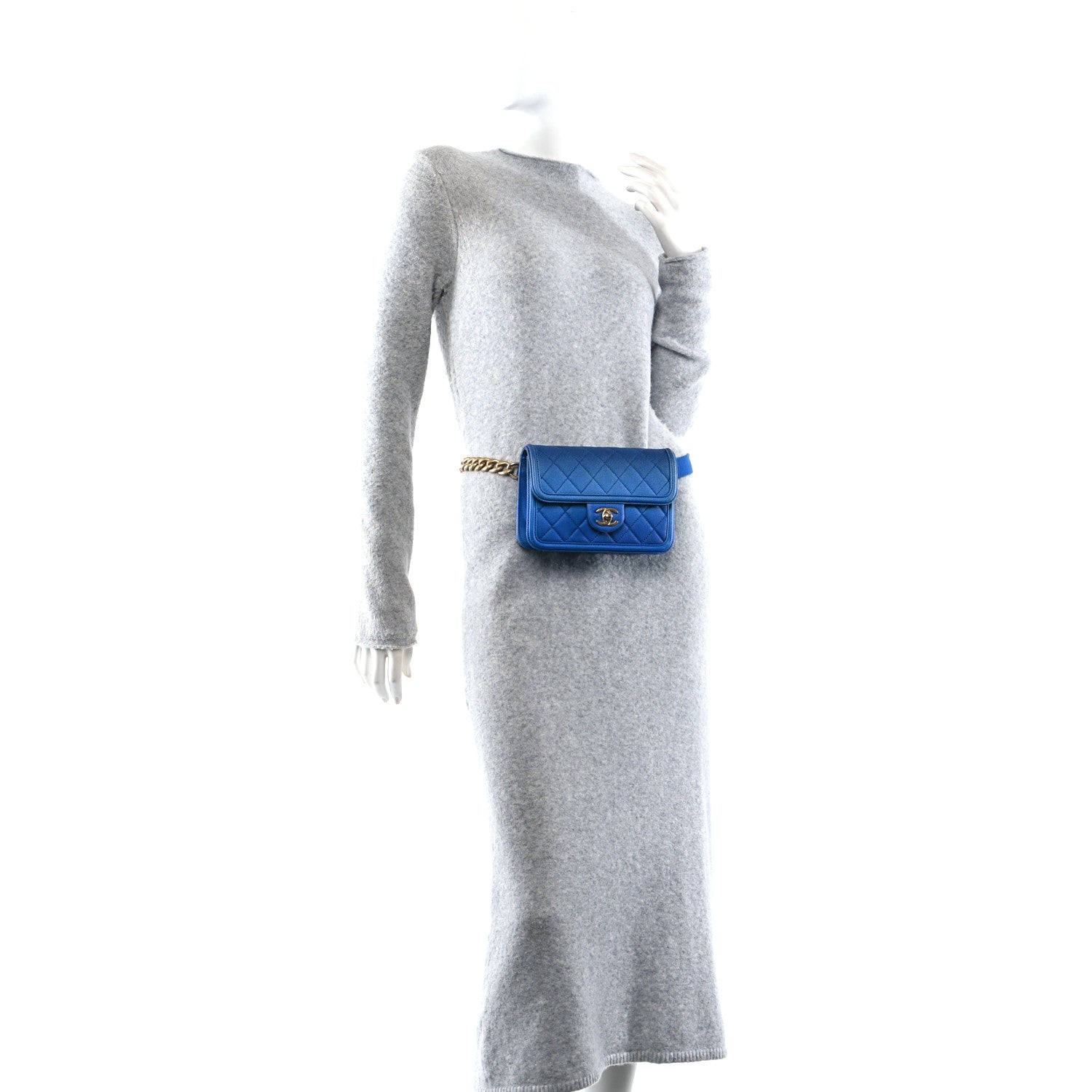 Caviar Quilted Sunset On The Sea Waist Bag Blue