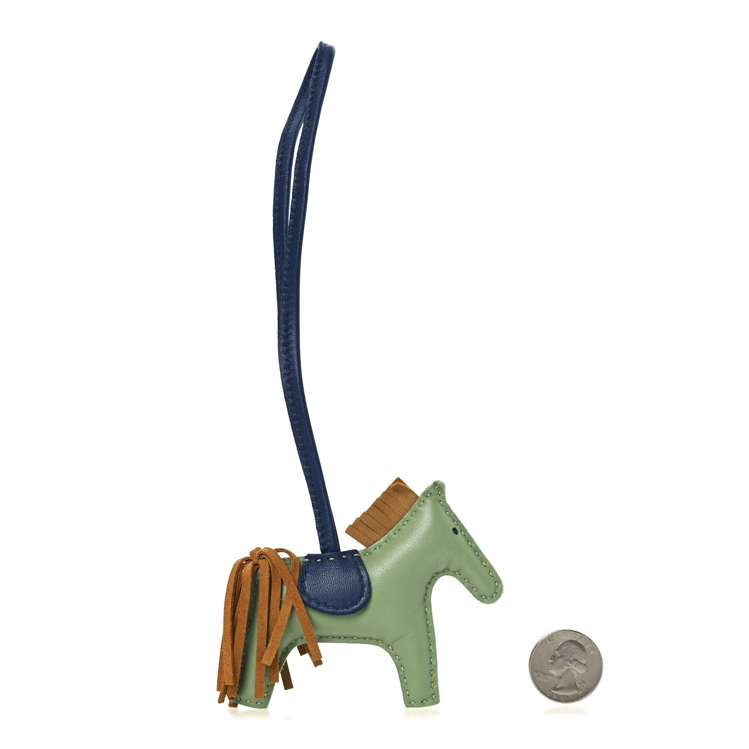 Milo Lambskin Grigri Rodeo Horse Bag Charm PM  Vert Criquet Sesame Bleu De Malte