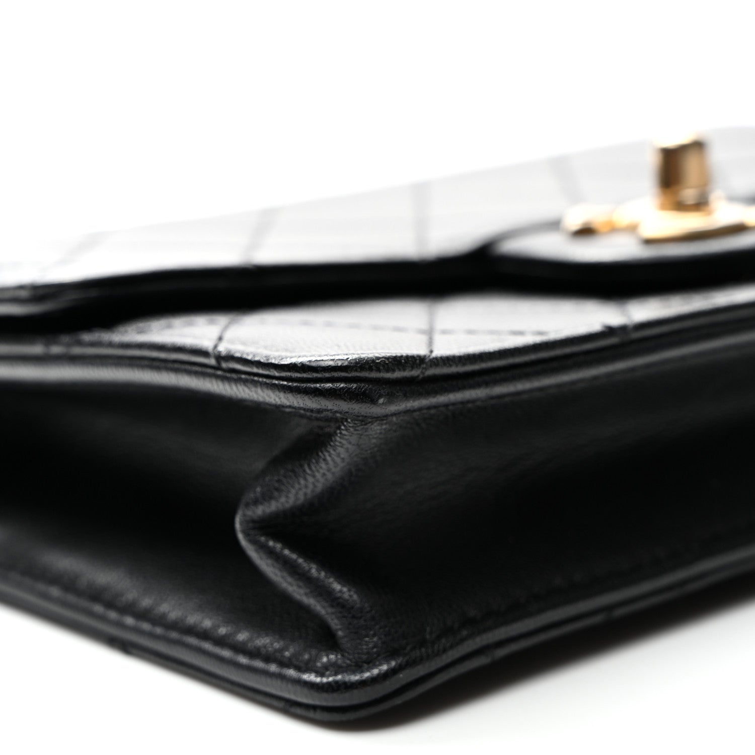 Lambskin Quilted Small Chic Pearls Flap Black