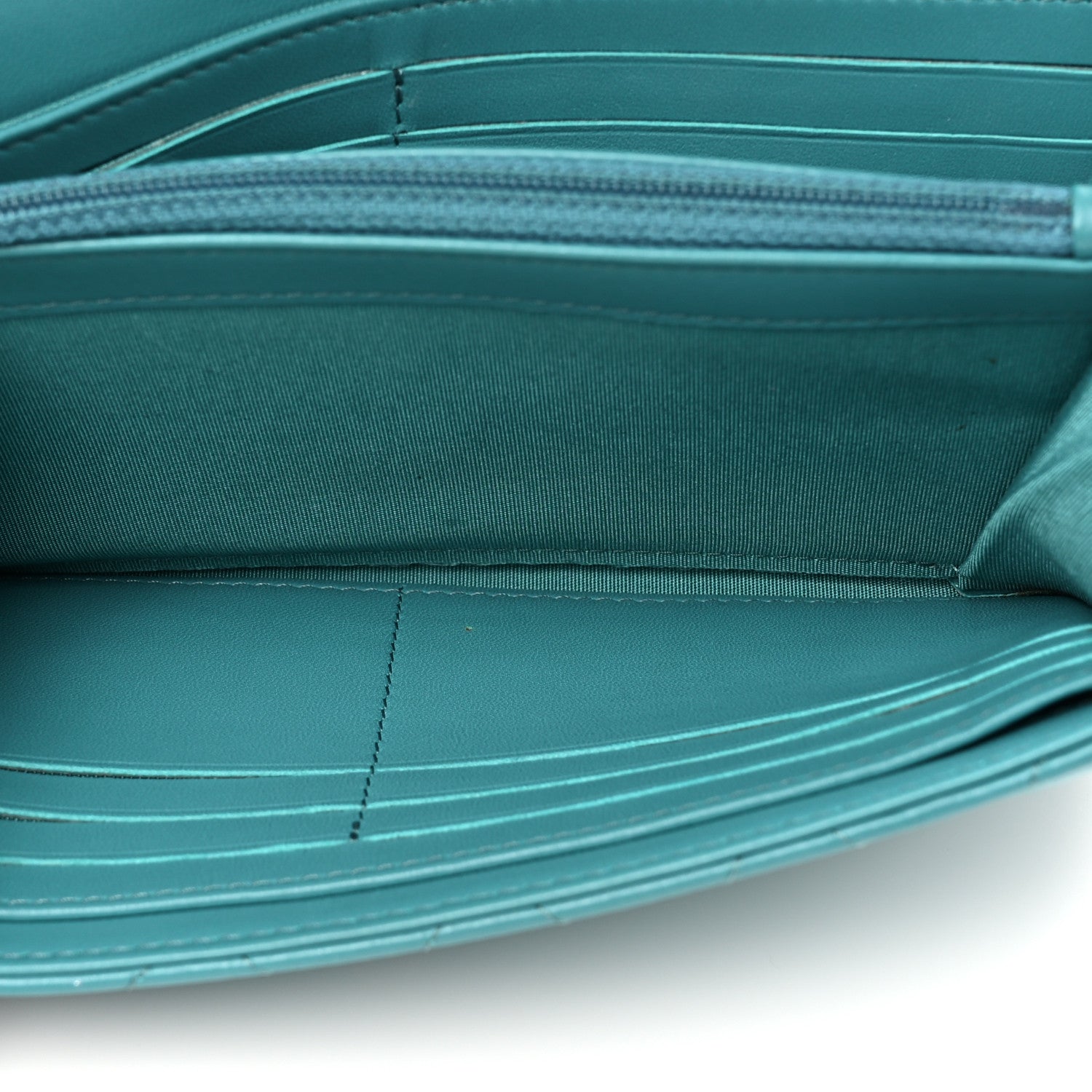 Lambskin Gripoix Quilted Gusset Flap Wallet Turquoise
