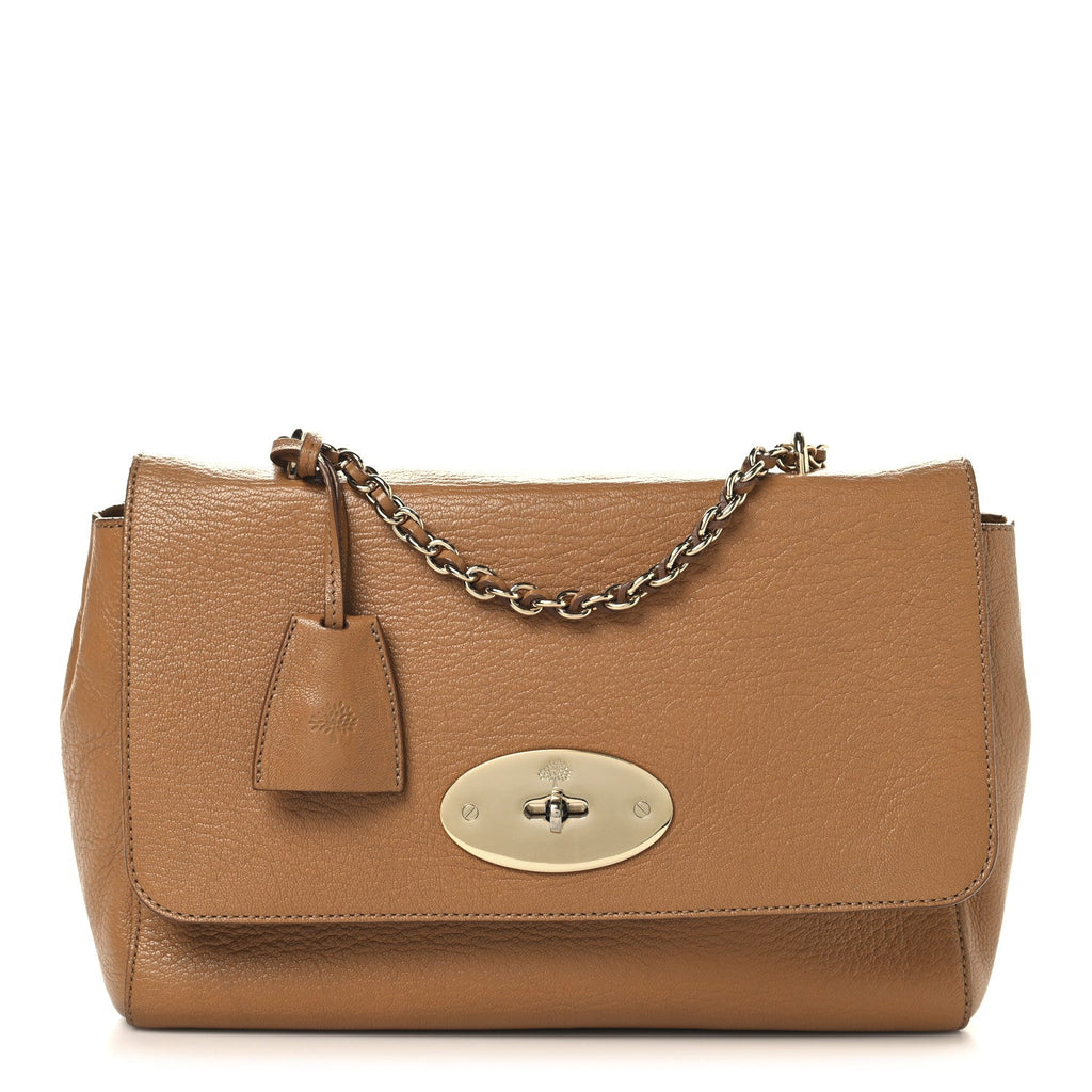 Glossy Goatskin Medium Lily Flap Brown