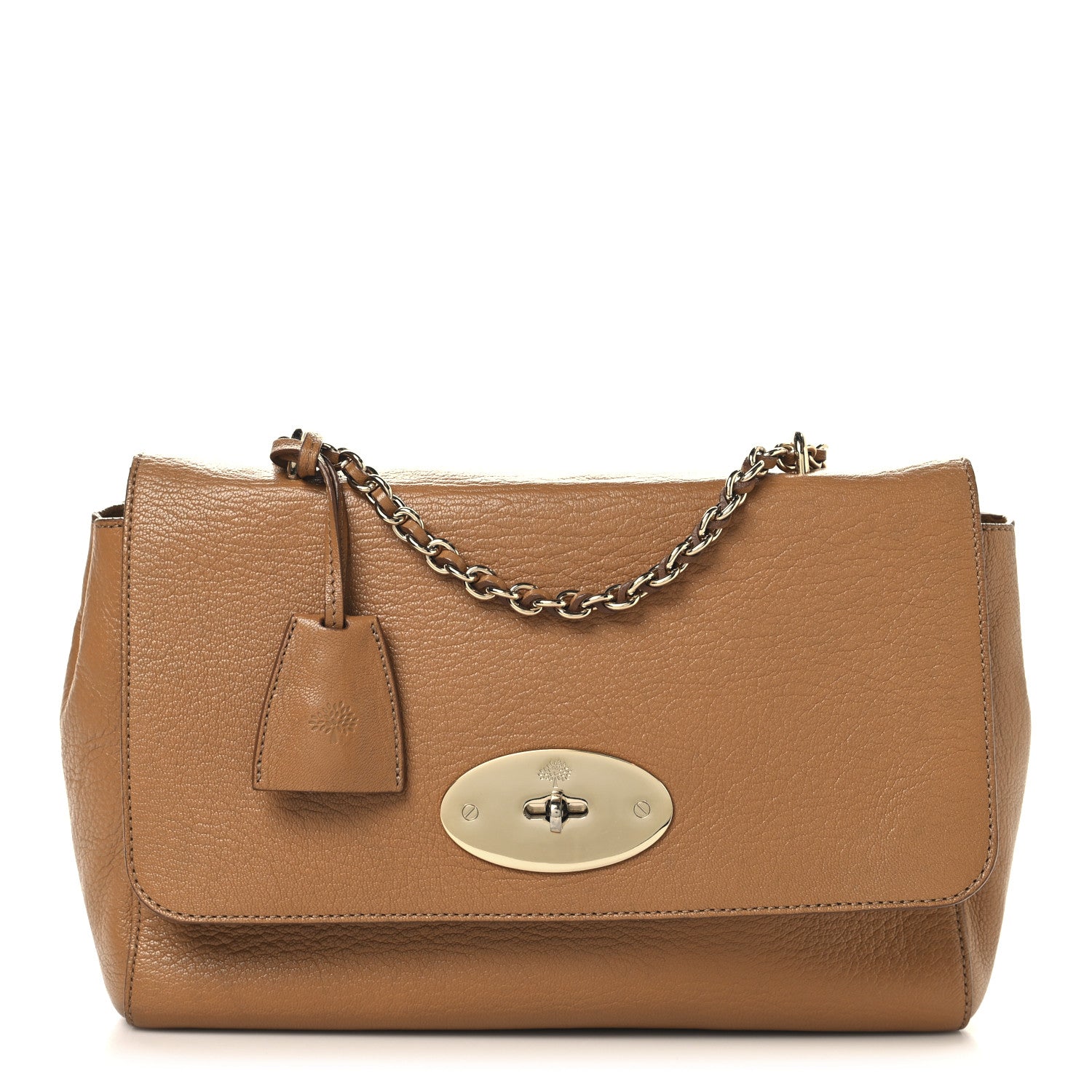 Glossy Goatskin Medium Lily Flap Brown
