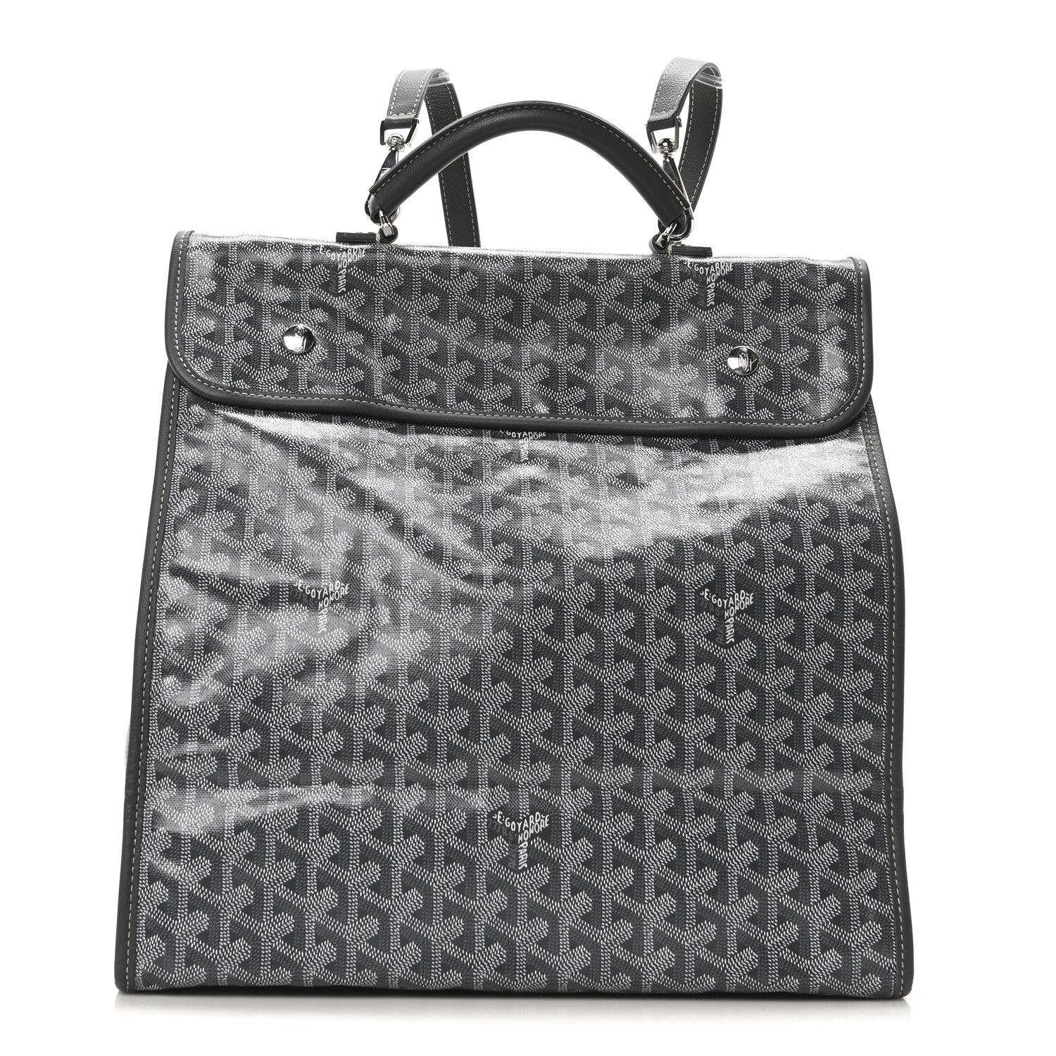 Goyardine Saint Leger Soft Briefcase Backpack Grey