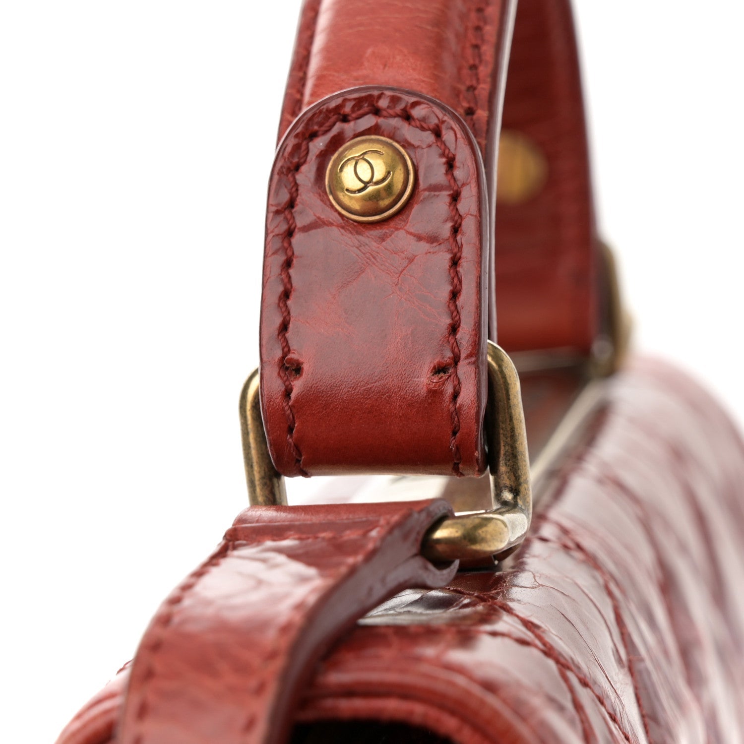 Glazed Calfskin Quilted Rita Top Handle Flap Red