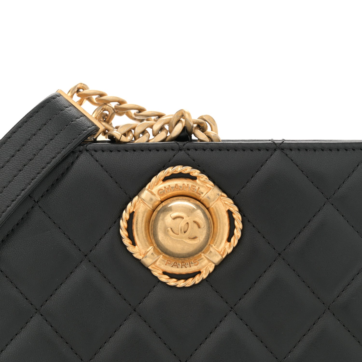 Lambskin Quilted Evening By The Sea Clutch Black