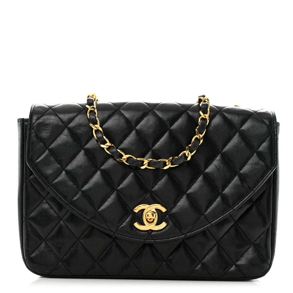 Lambskin Quilted Single Flap Black