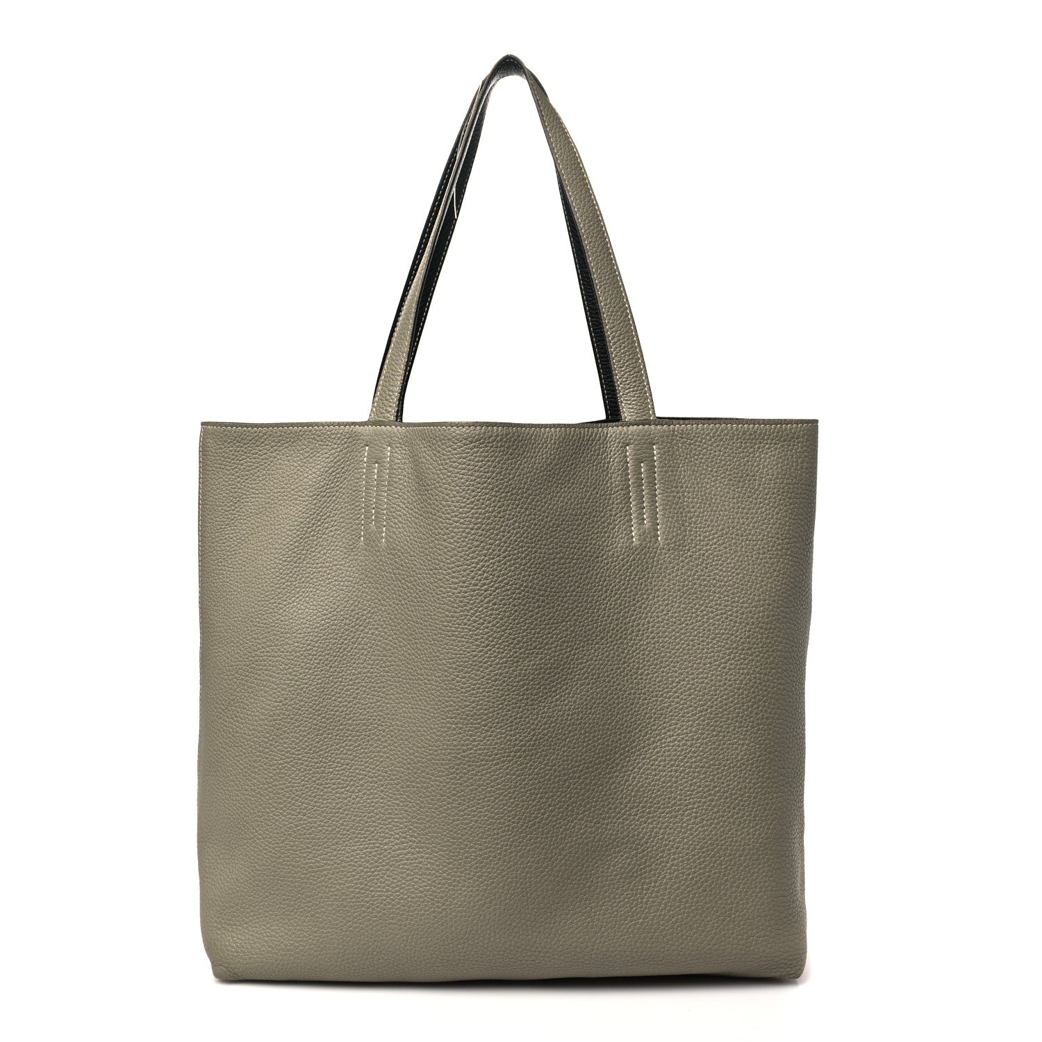 Taurillon Clemence Double Sens Reversible Tote 36 Sauge  Black