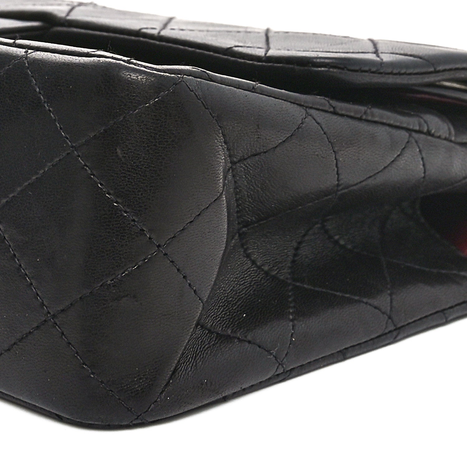 Lambskin Quilted Medium Double Flap Black