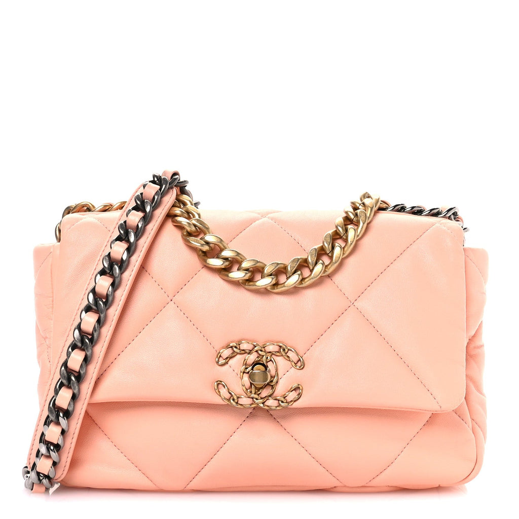 Lambskin Quilted Medium Chanel 19 Flap Light Pink