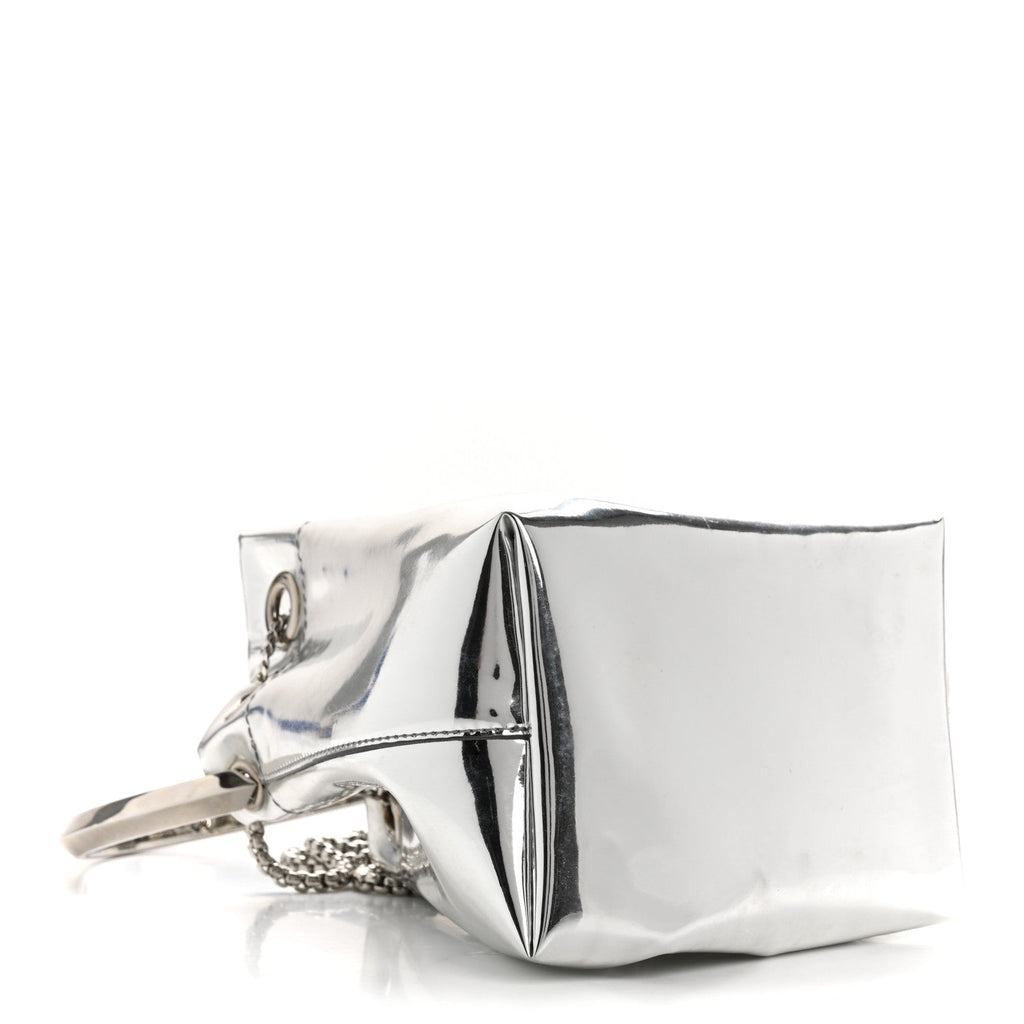 Metallic Patent Bon Bon Bag Silver
