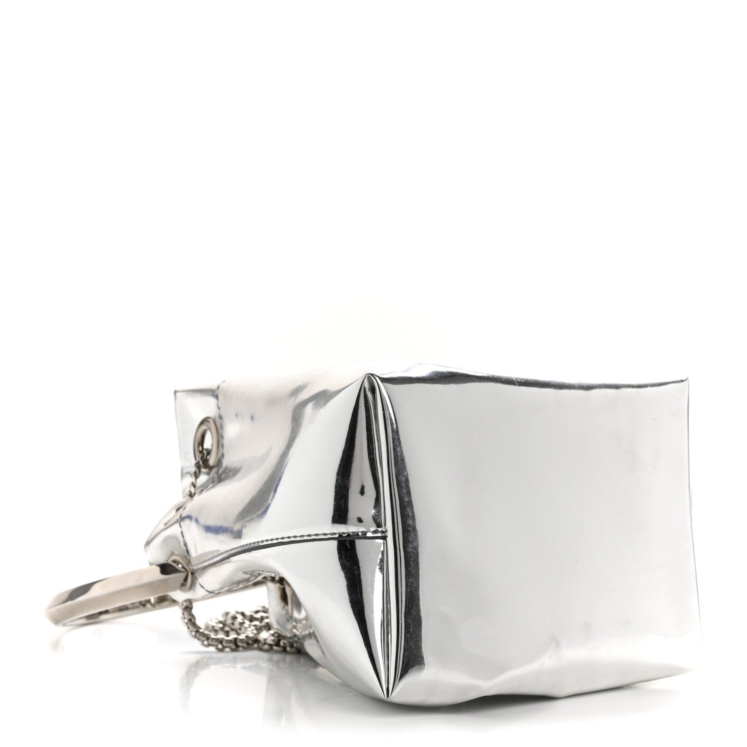 Metallic Patent Bon Bon Bag Silver