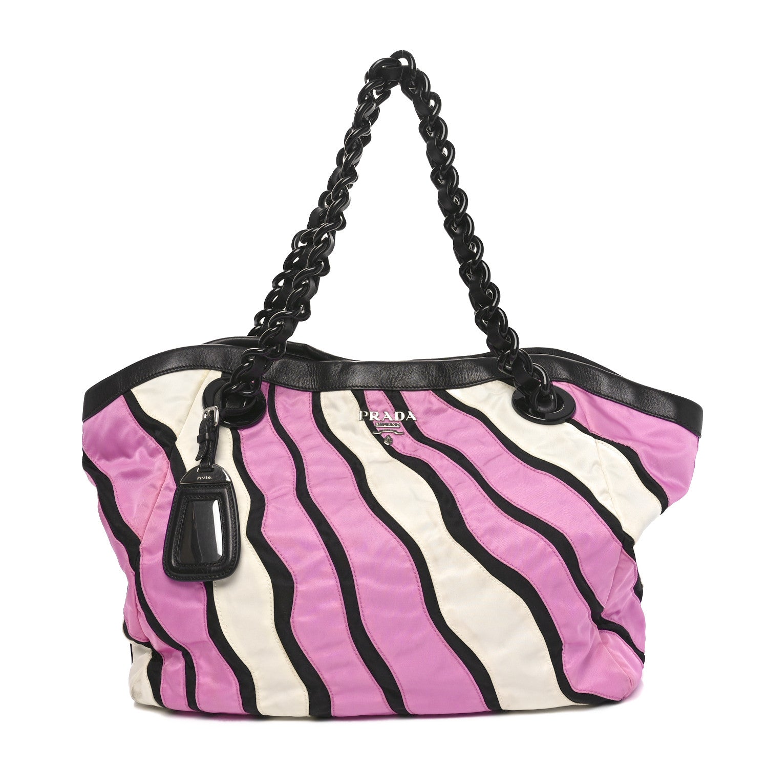 Tessuto Nylon Waves Chain Tote Pink Multicolor