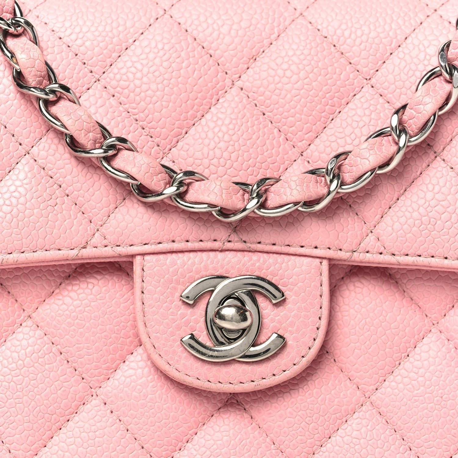 Caviar Quilted Mini Square Flap Pink