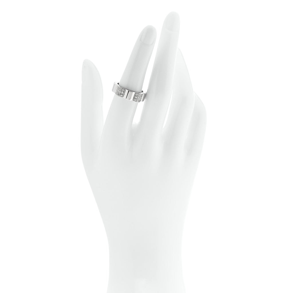 18K White Gold Diamond Profil de Camellia Band Ring 53 6.5