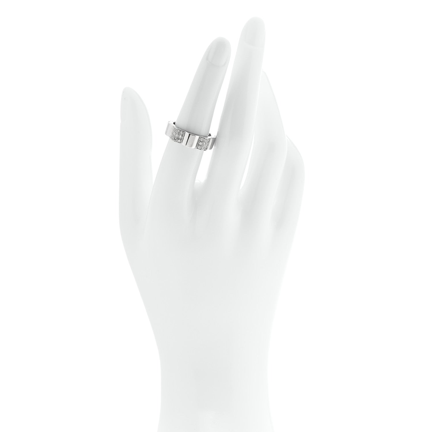 18K White Gold Diamond Profil de Camellia Band Ring 53 6.5