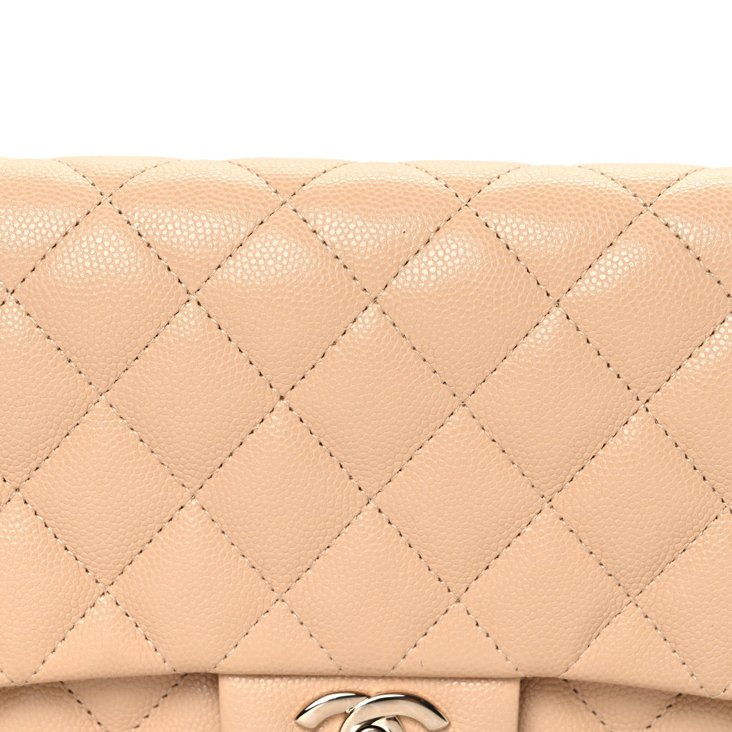 Caviar Quilted Flap Clutch Beige