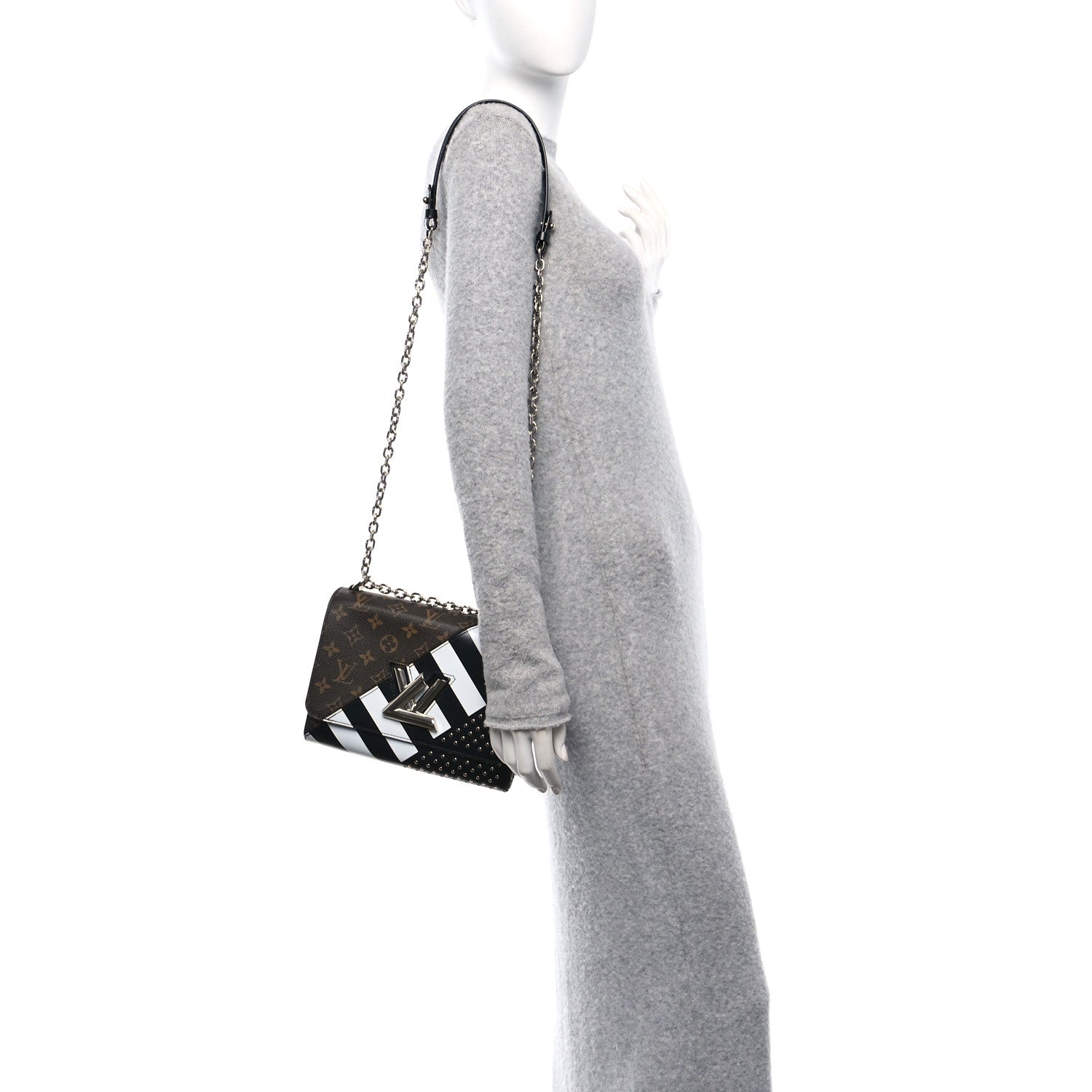 Calfskin Monogram Studded Twist Shoulder Bag MM
