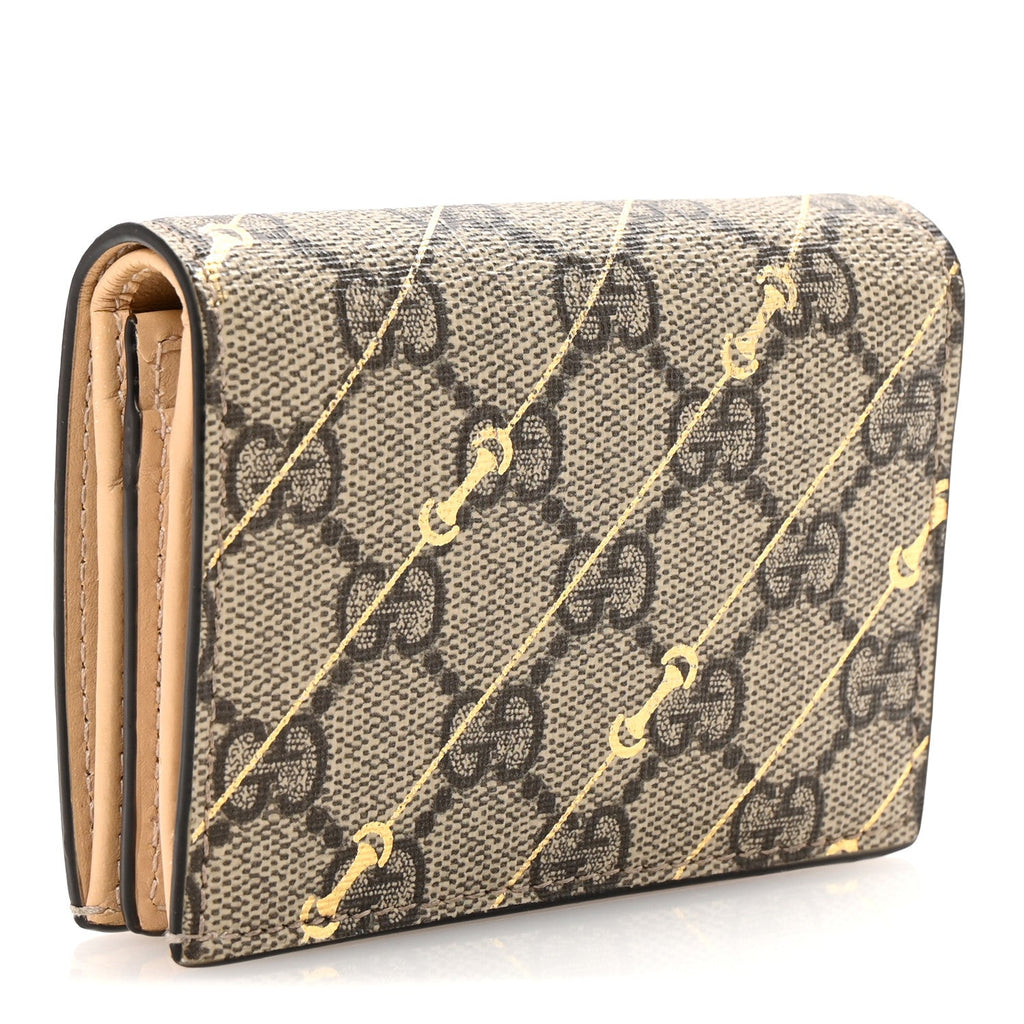 GG Supreme Monogram Calfskin Horsebit Print  Case Beige Ebony Light Pink