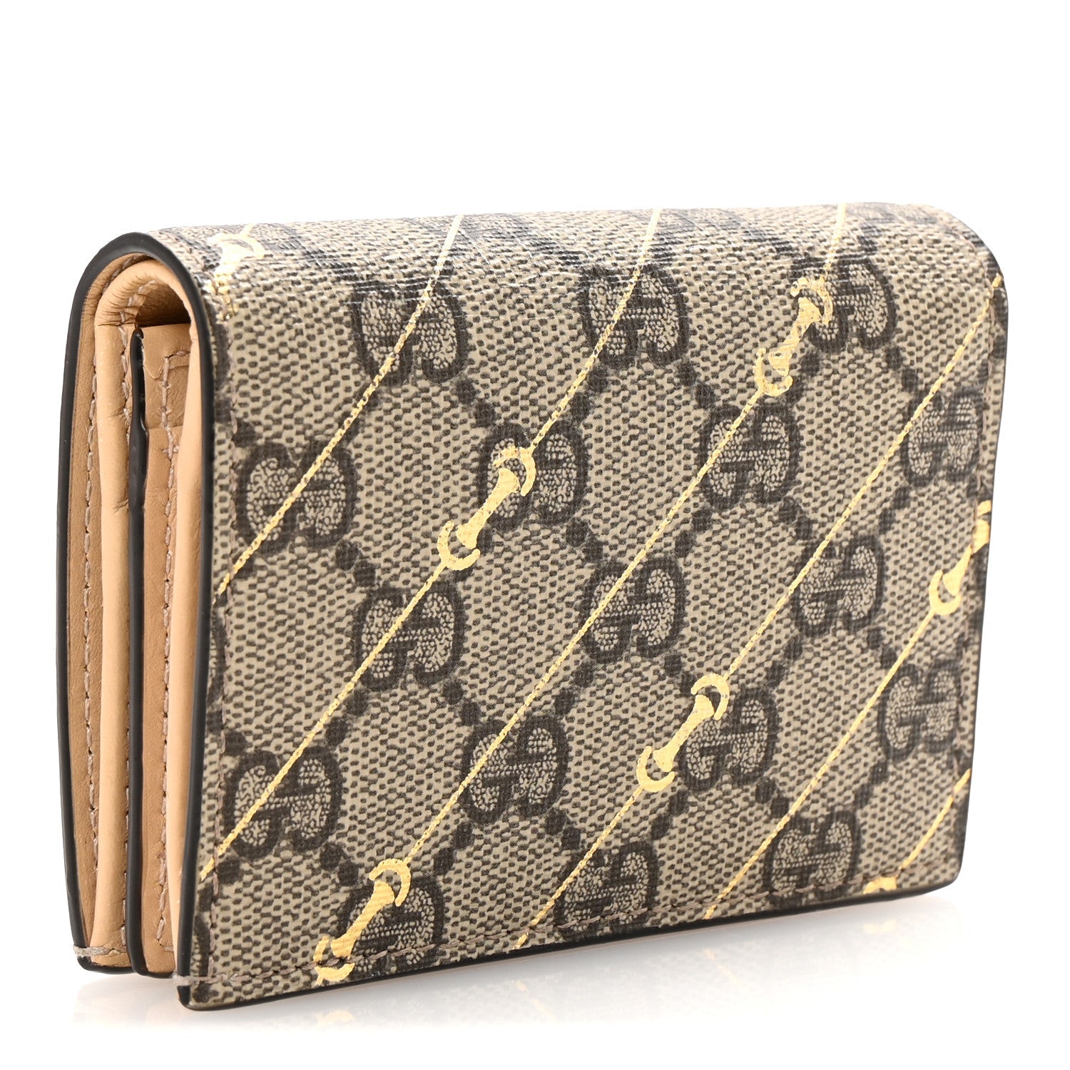 GG Supreme Monogram Calfskin Horsebit Print  Case Beige Ebony Light Pink