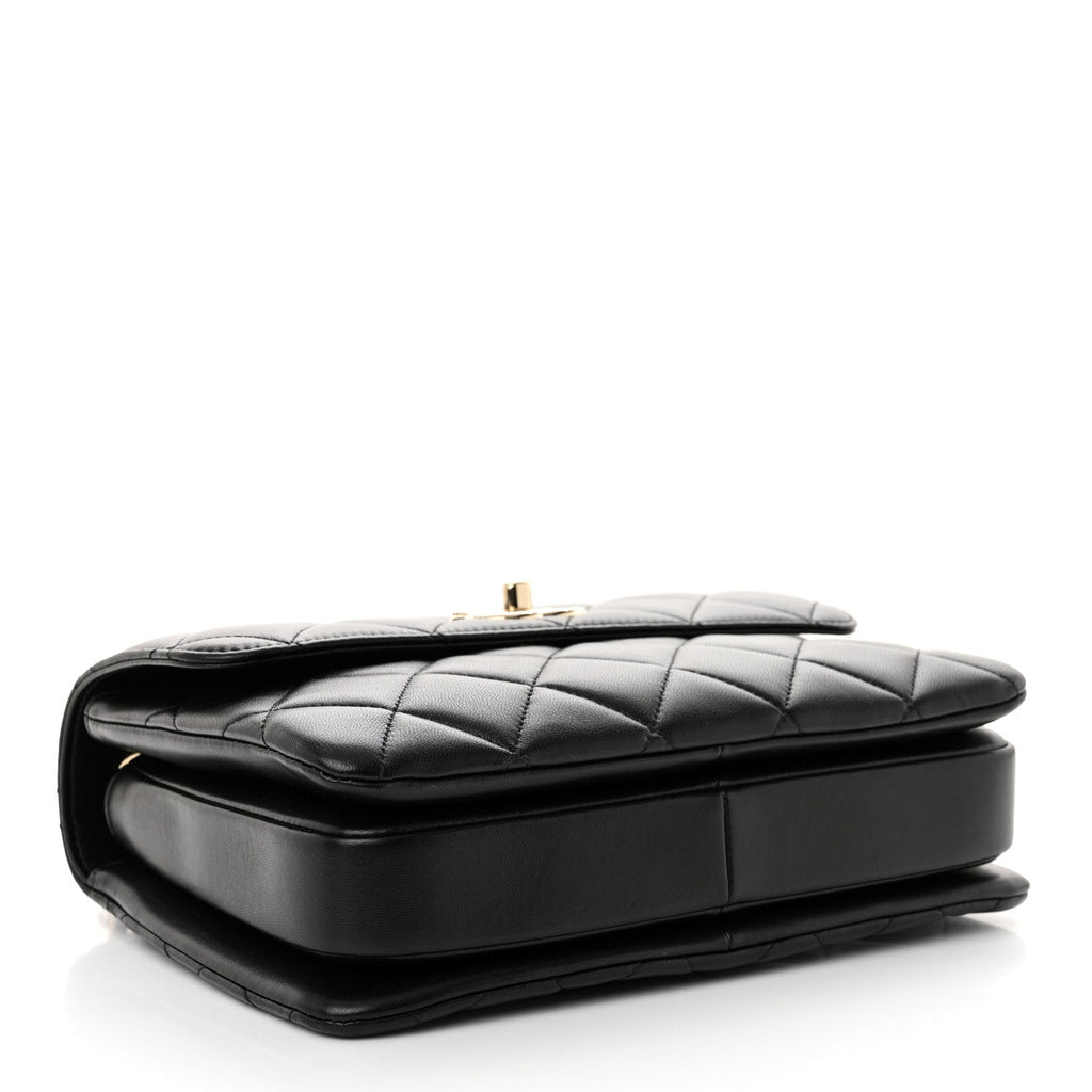 Lambskin Quilted Small Trendy CC Dual Handle Flap Bag Black