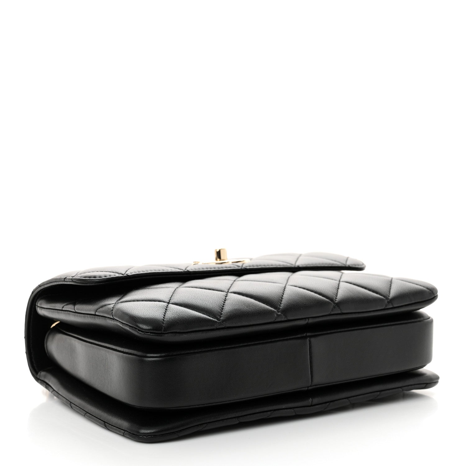 Lambskin Quilted Small Trendy CC Dual Handle Flap Bag Black