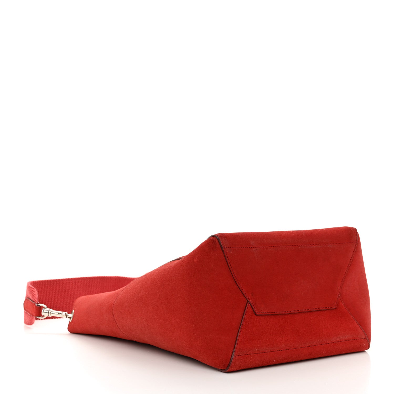 Suede Calfskin Sangle Bucket Bag Red