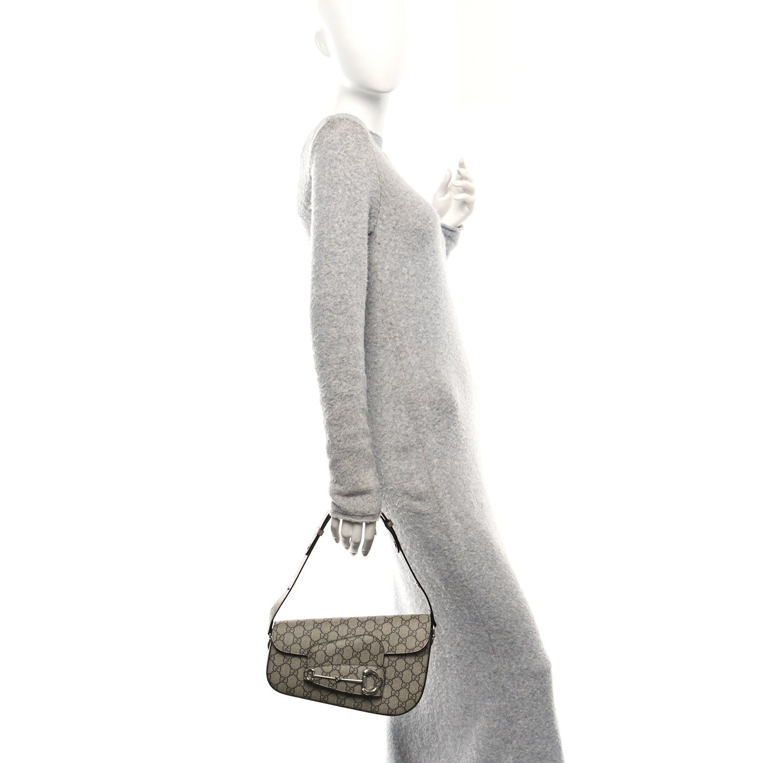 Monogram Small Horsebit 1955 Asymmetric Shoulder Bag Beige Ebony