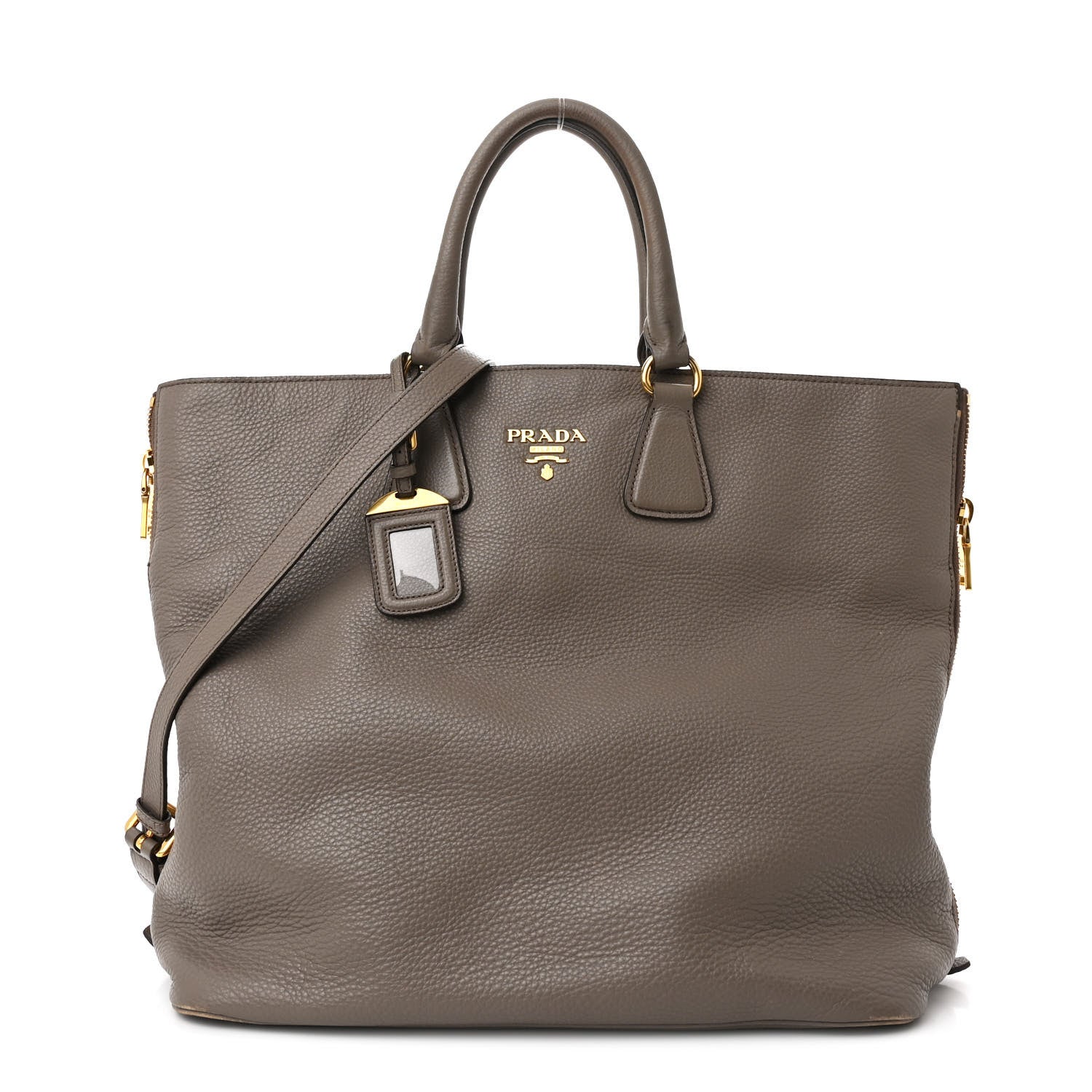 Vitello Daino Side Zip Tote Argilla