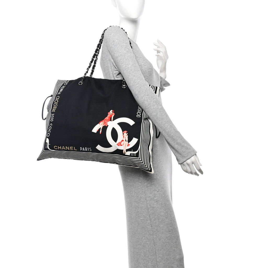 Canvas CC Paris Venice Bon Bon Tote Black White