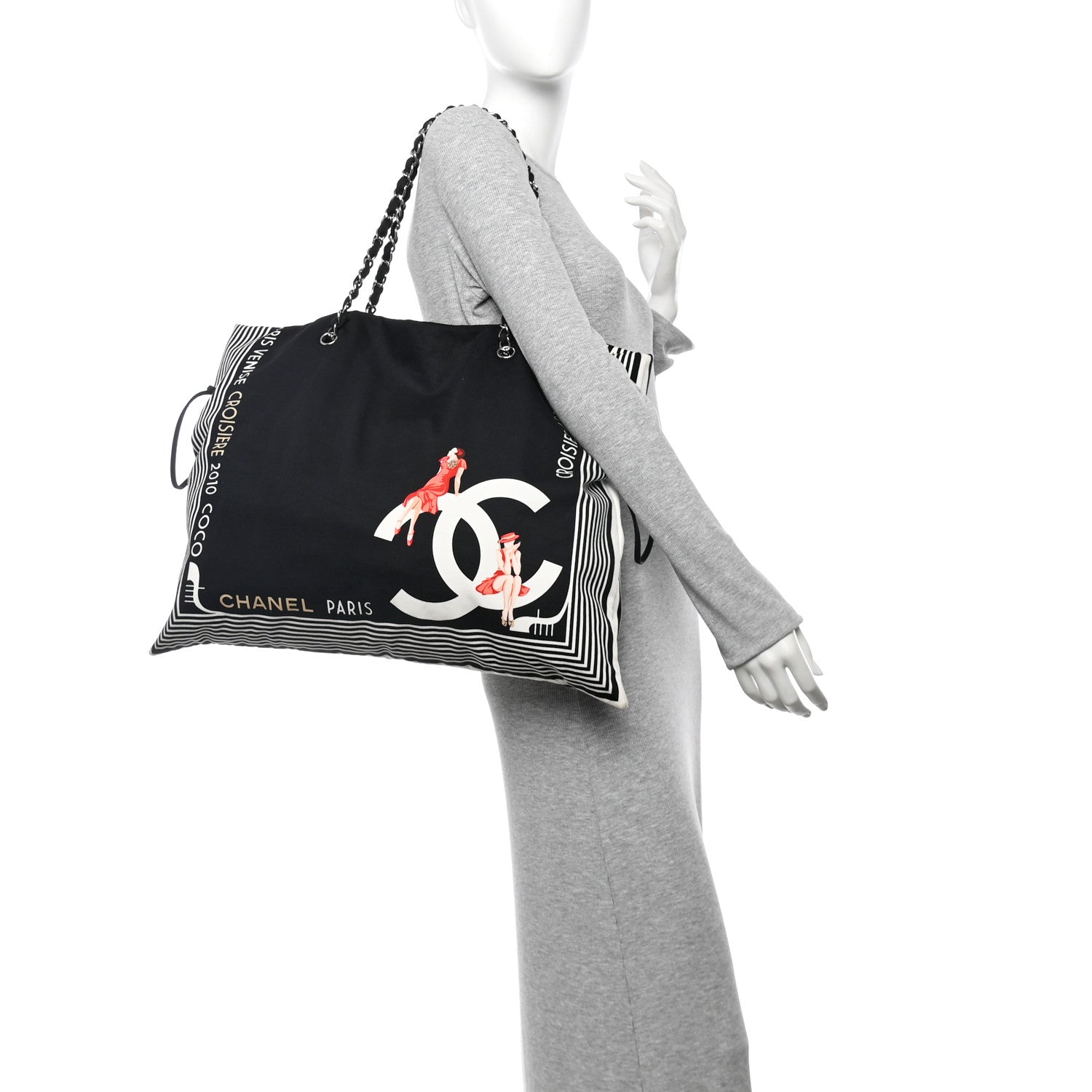 Canvas CC Paris Venice Bon Bon Tote Black White