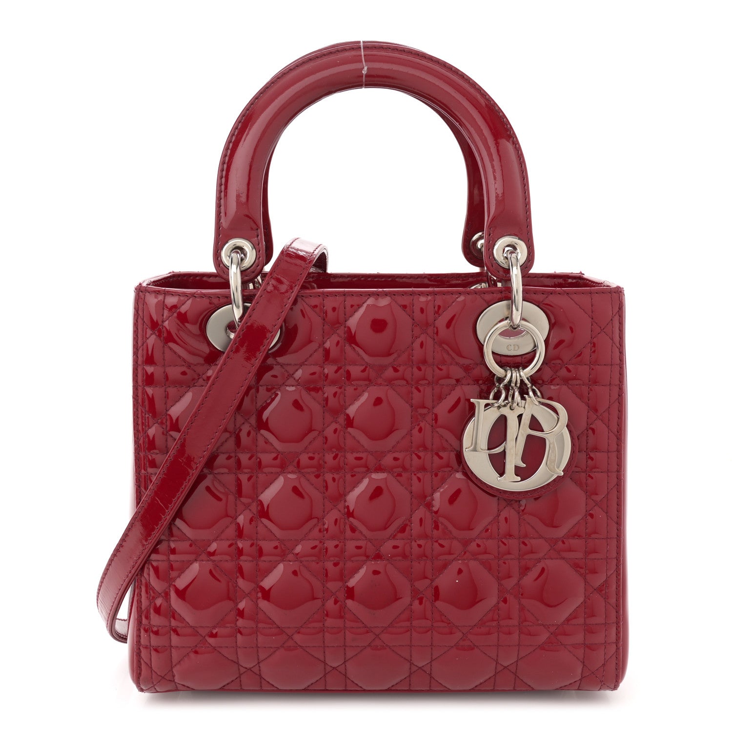Patent Cannage Medium Lady Dior Red