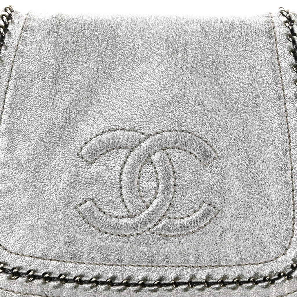 Metallic Deerskin Luxe Ligne Flap  Silver