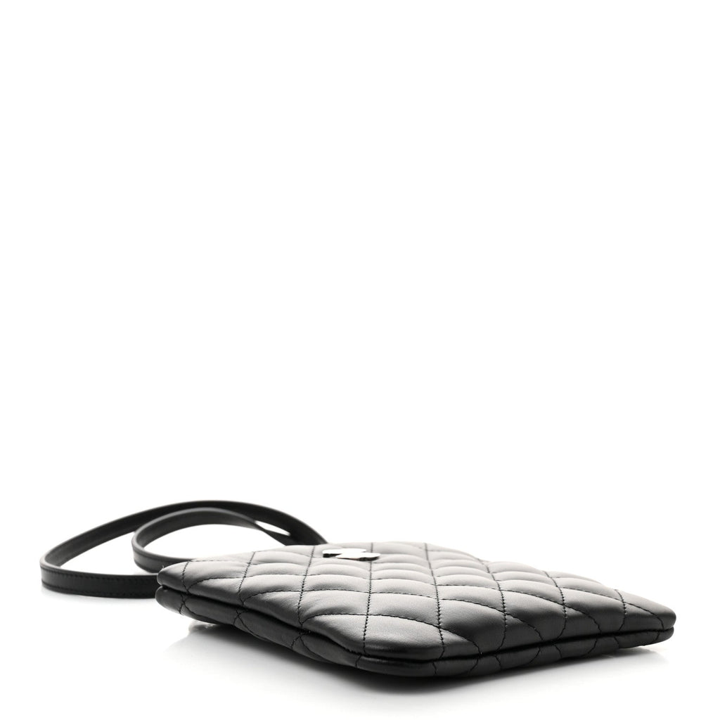 Lambskin Quilted Uniform Crossbody Bag Black