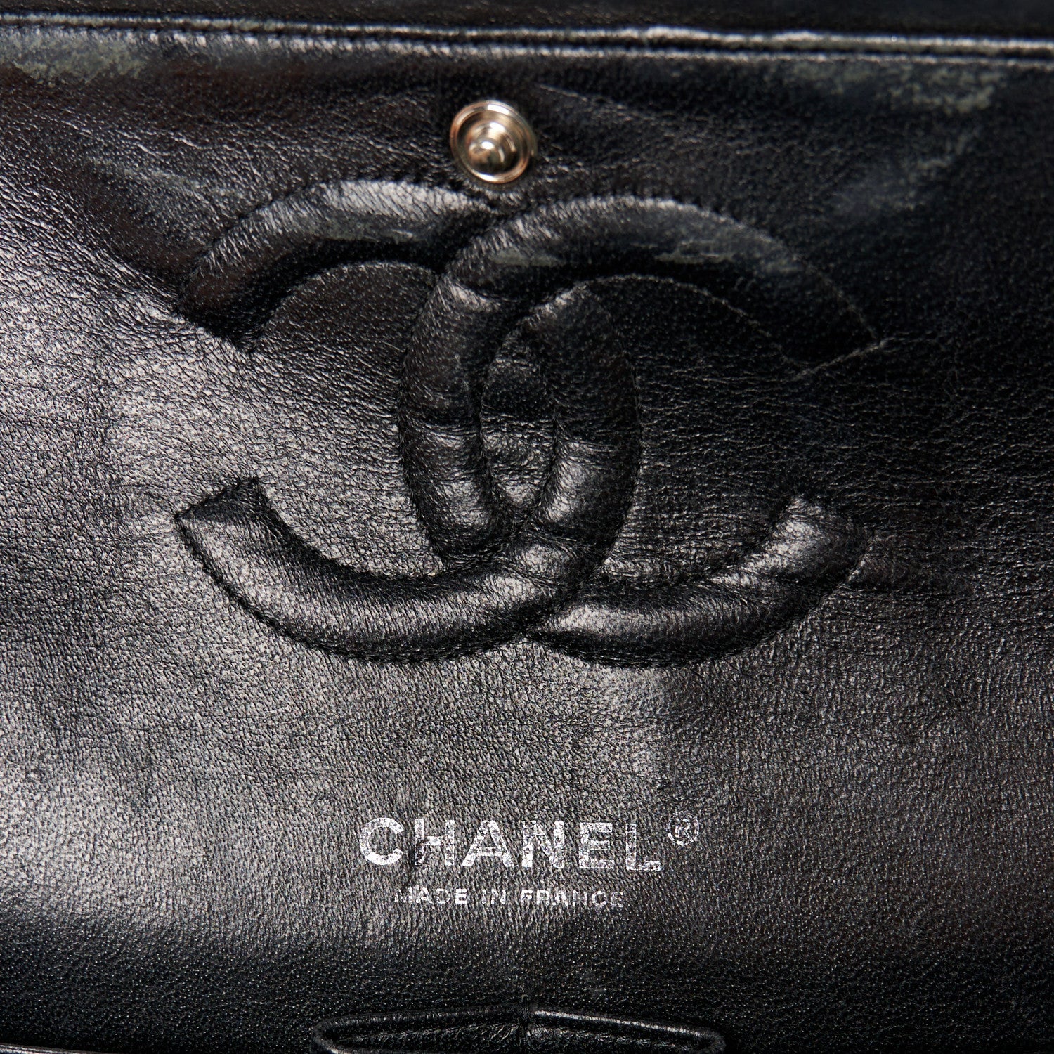Patent Quilted Medium Double Flap Black