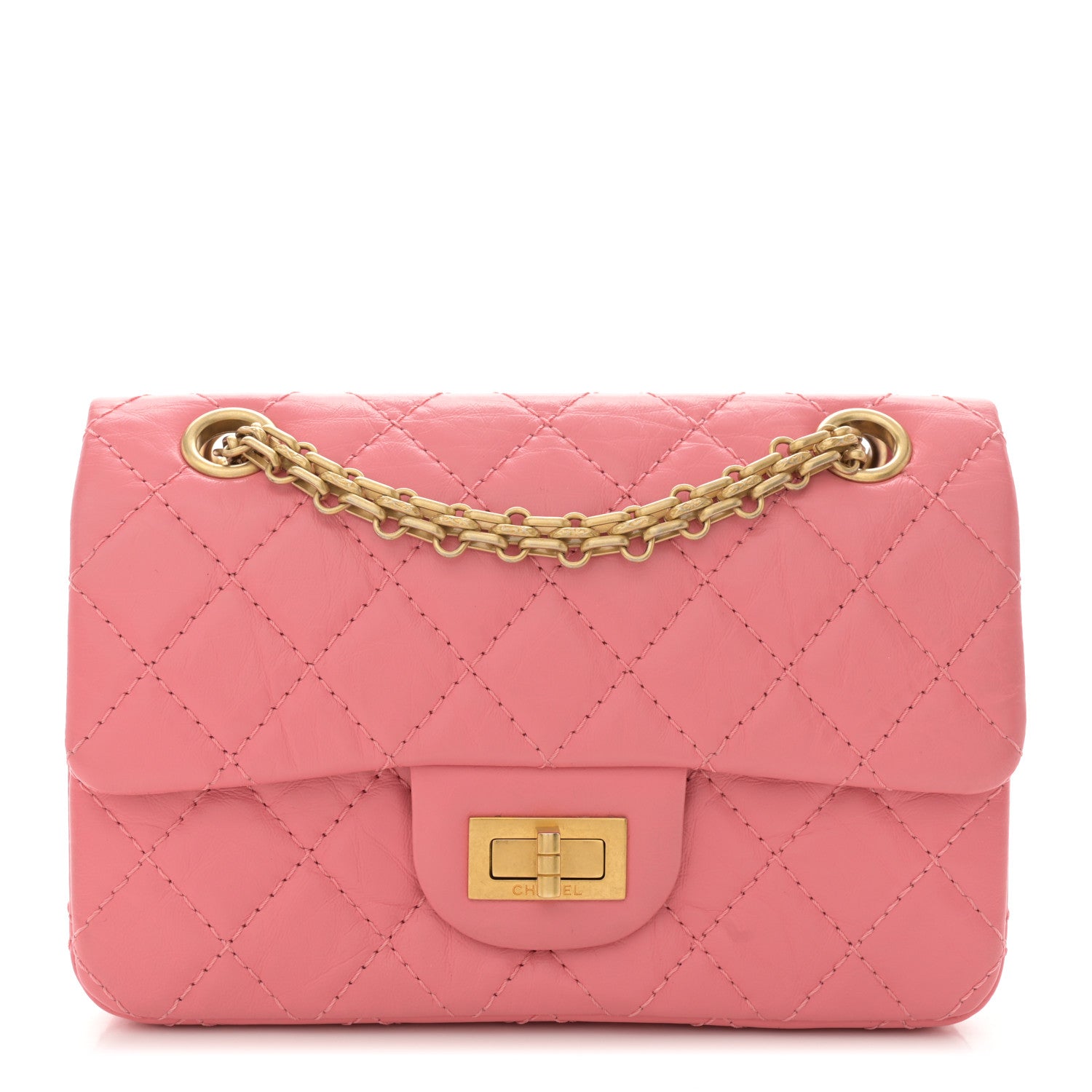 Aged Calfskin Quilted 2.55 Reissue Mini Flap Pink