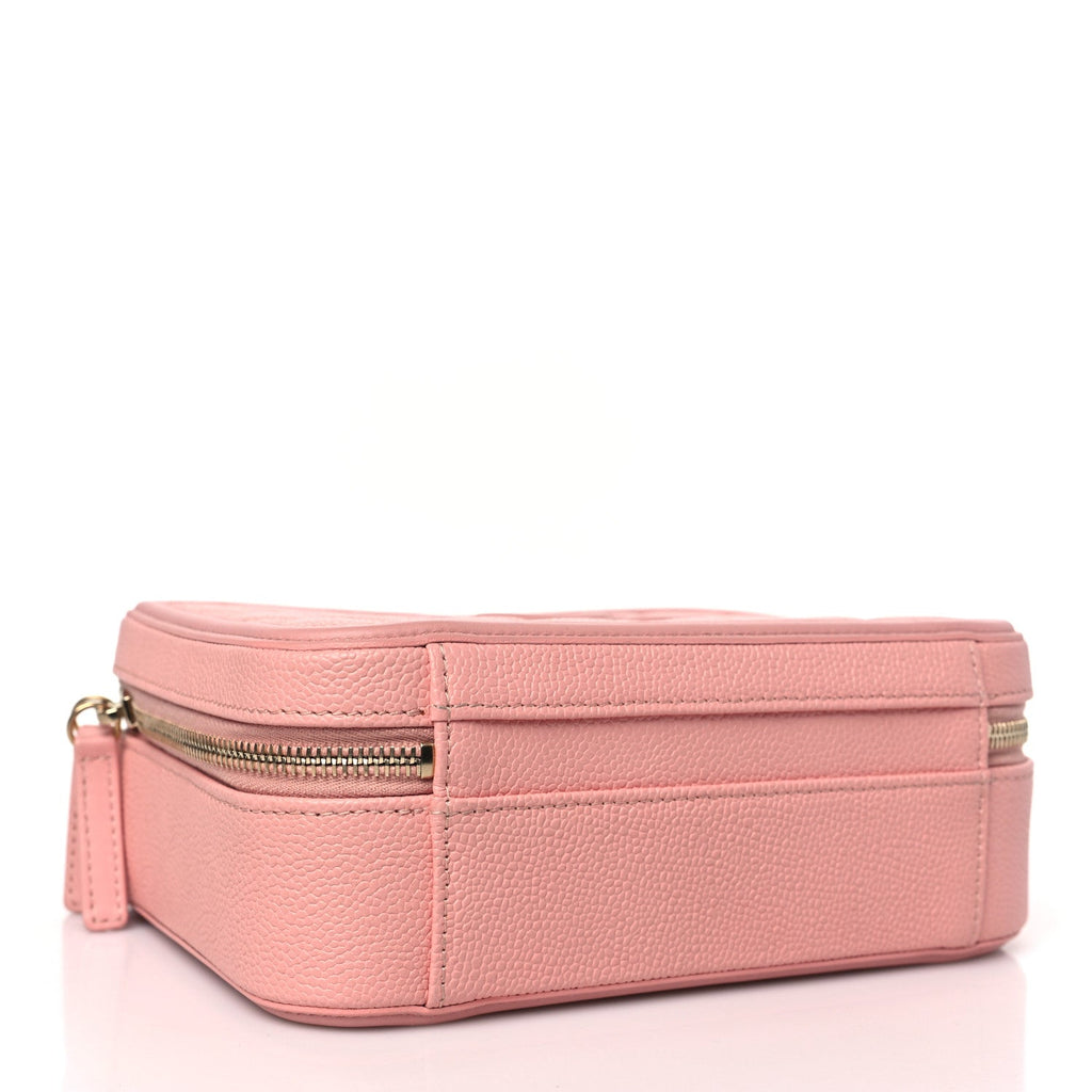 Caviar Quilted Medium CC Filigree Vanity Case Rose Pink