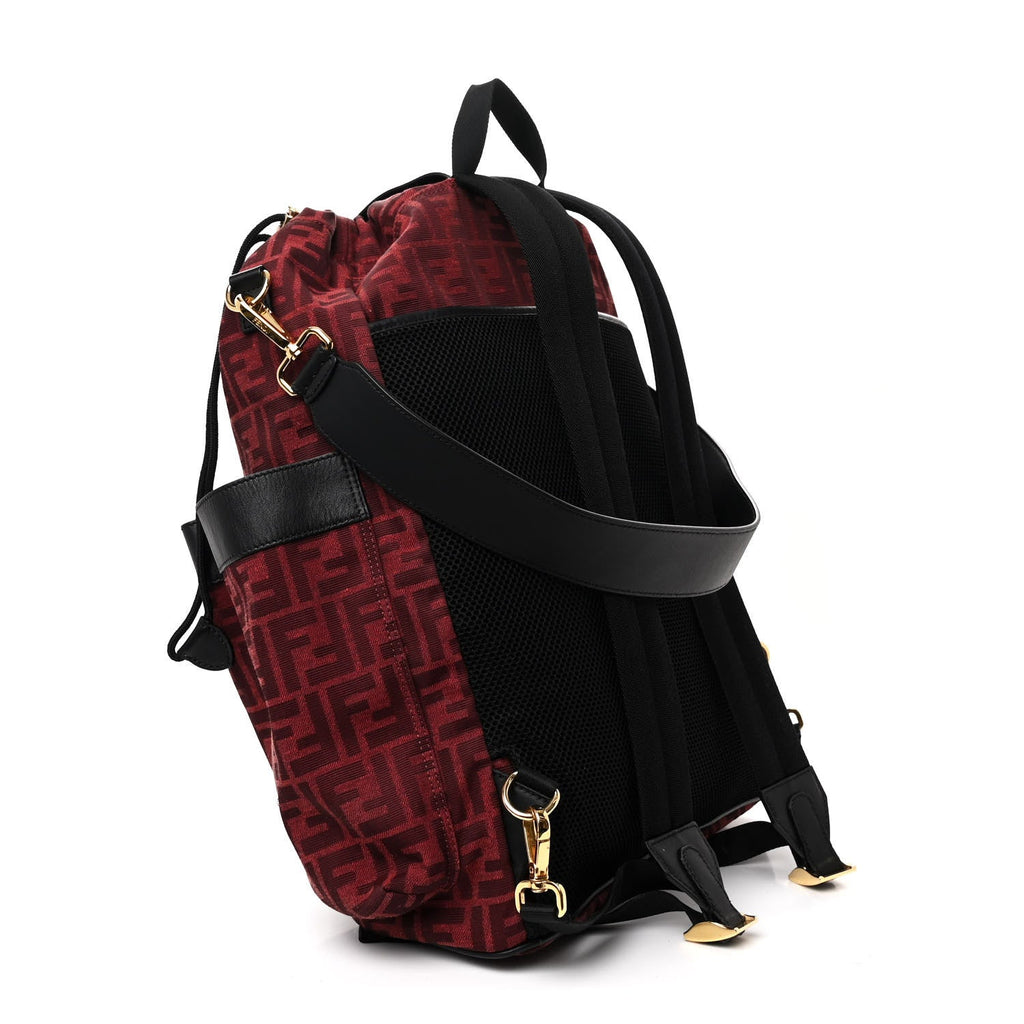 Recycled Fabric Jacquard Vitello Grace FF 1974 Large Fendi Strike Backpack Rosso Marlboro Black