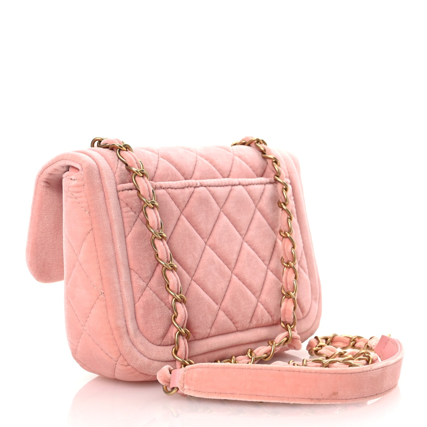 Velour Quilted Mini Double Frame Flap Rose