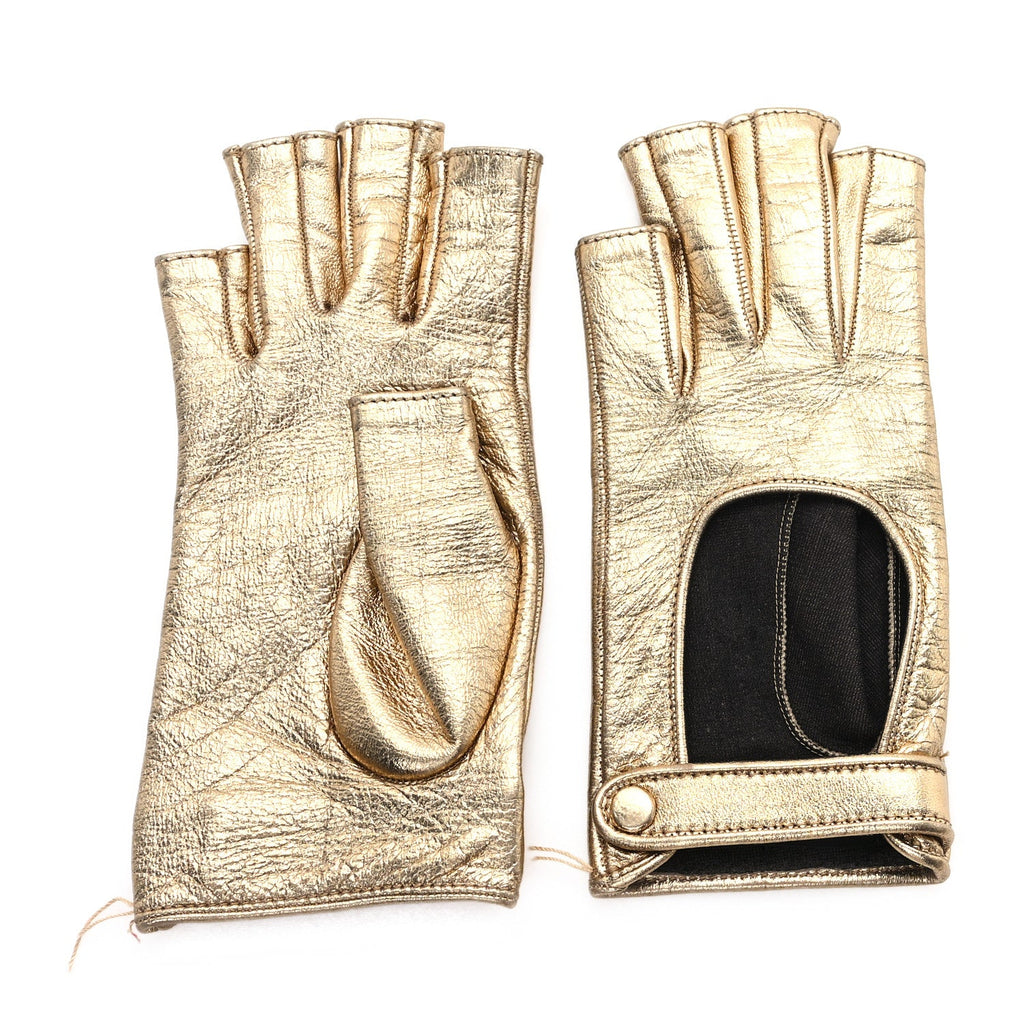 Metallic Nappa Donna Fingerless Gloves 7 Gold