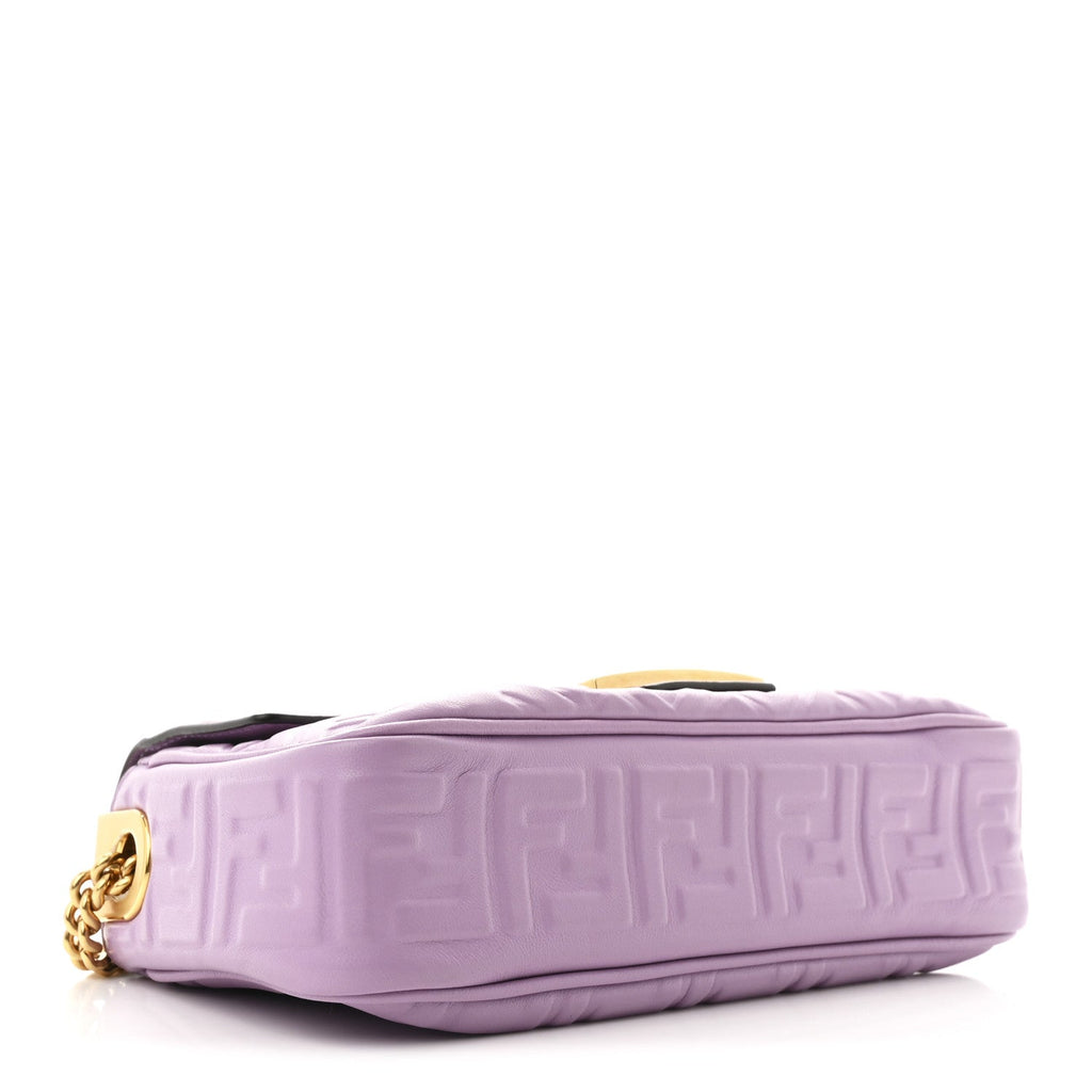 Nappa FF Embossed Small Midi Chain Baguette Violetta